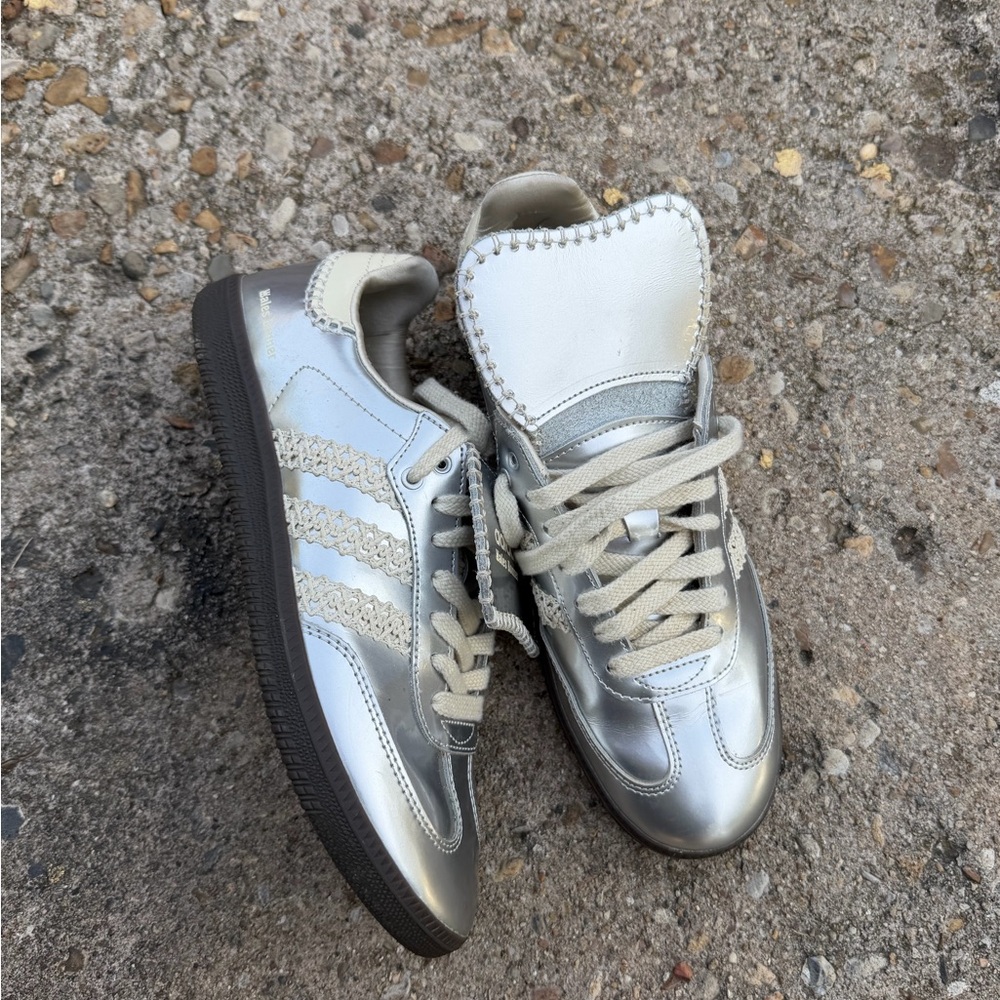 Silver and White Sneakers